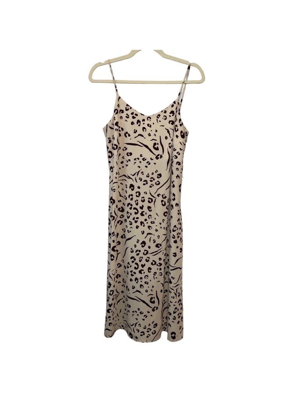 Nine West Womens Leopard Print Slip Dress Sleeveless Size M Beige & Brown